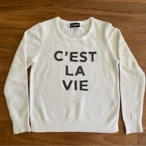 Karl Lagerfeld Paris “C’est La Vie” Sweater Small Cream Graphic Knit